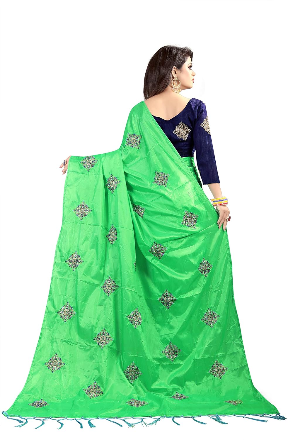 izonme women's paper silk saree with blouse piece