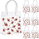 Kolldenn 36 Pcs Clear PVC Gift Bags with Handle Sport Party Favor Bags for Team Snacks Goodie Birthday Supplies (Football Style)