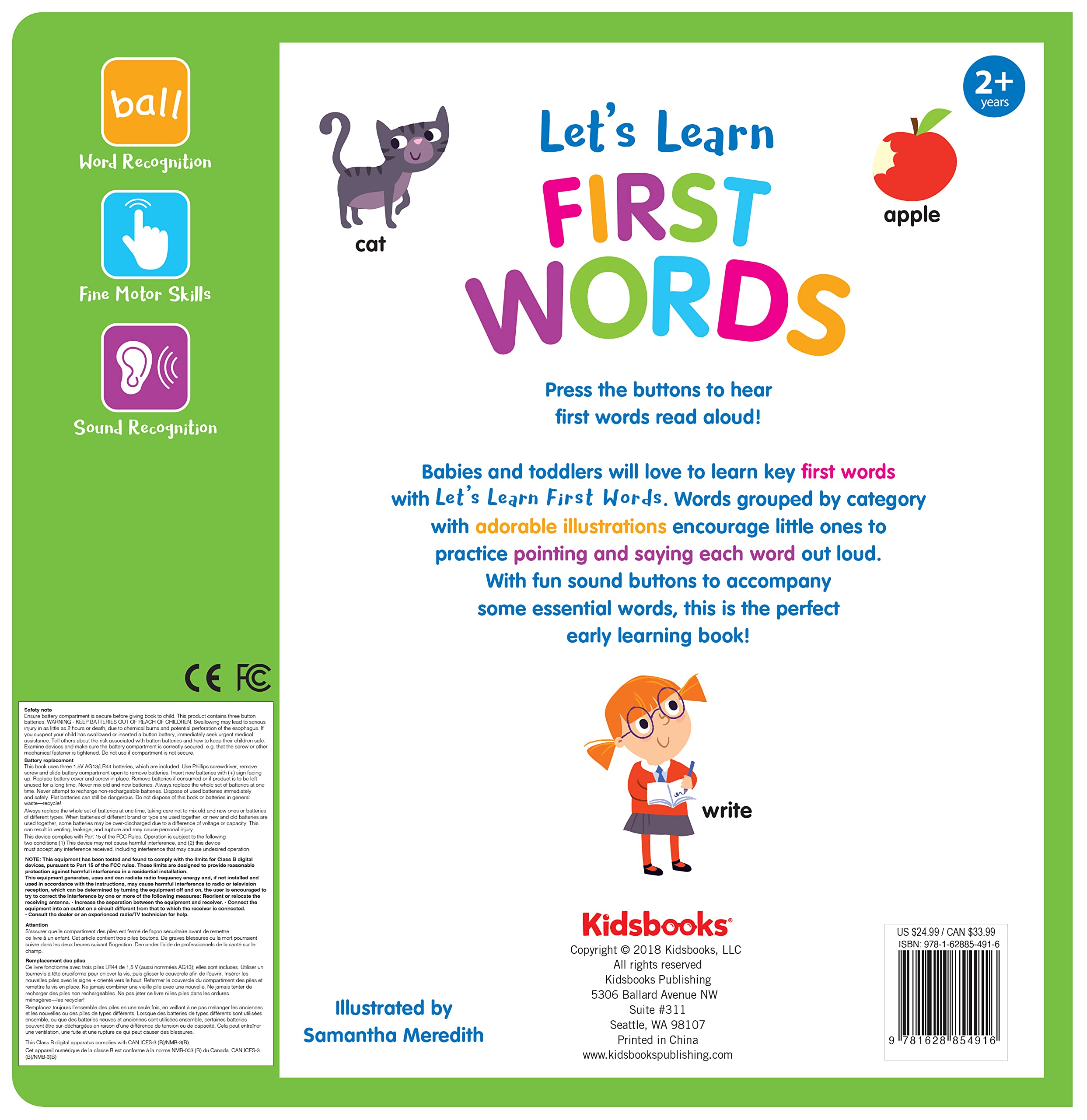 Let’s Learn First Words – Interactive 27-Button Sound Book for Babies & Toddlers | Early Learning Board Book with Adorable Art & Real-World Word Sounds