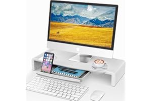 AboveTEK Monitor Stand Riser, Foldable Computer Monitor Riser with Drawer, Height Adjustable Computer Monitor Stands and Rise