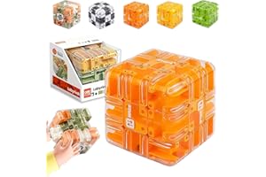 Large Labyrinth 3D Puzzle Maze Cube - Engaging Brain Teaser Toy, Magic 3D Maze Puzzle Ball Cube, Fidget Gravity Labyrinth Gam