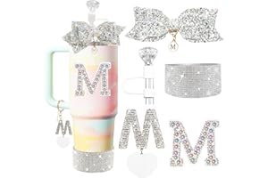 XIANGYUAN Stanley Cup Accessory Set Includes 10mm Straw Cover,Bow Cup Decoration,Personalized Stickers for Water Bottle and Other Accessories,Suitable for 30and40oz Stanley Cup (M)