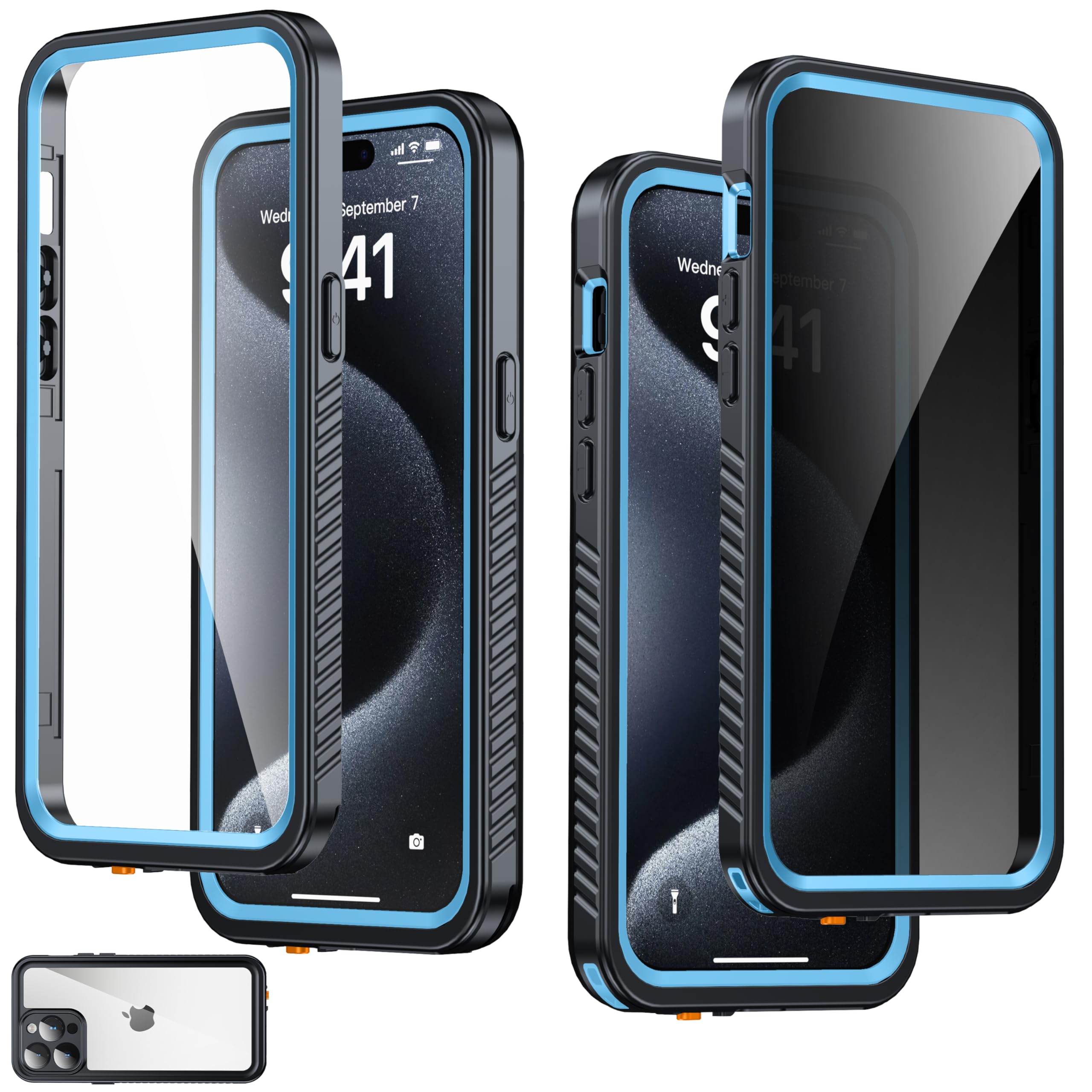 Photo 1 of AMILIFECASES for iPhone 15 Pro Max Case Waterproof - Built-in Privacy Screen Protector & HD Screen Protector [IP68 Underwater] Shockproof Dustproof Full Body Protection iPhone 15 Pro Max Phone Case