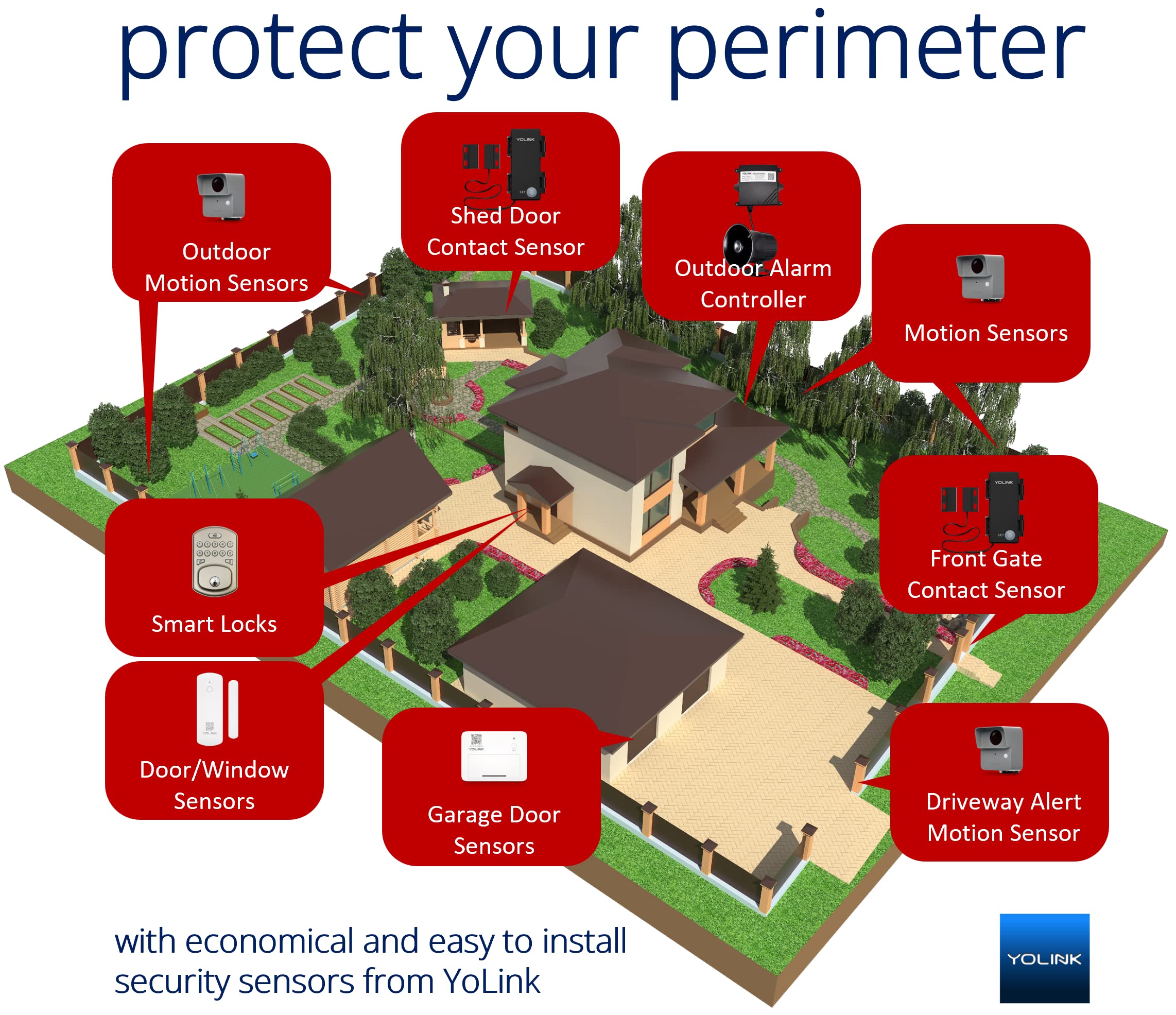 YoLink Outdoor Security Siren & Smart Alarm Controller Kit - Loud 110 dB, Wireless, Battery-Powered, 1/4 Mile Range, Android-iOS App, Alexa, Google, IFTTT, Home Assistant, Hub Required!