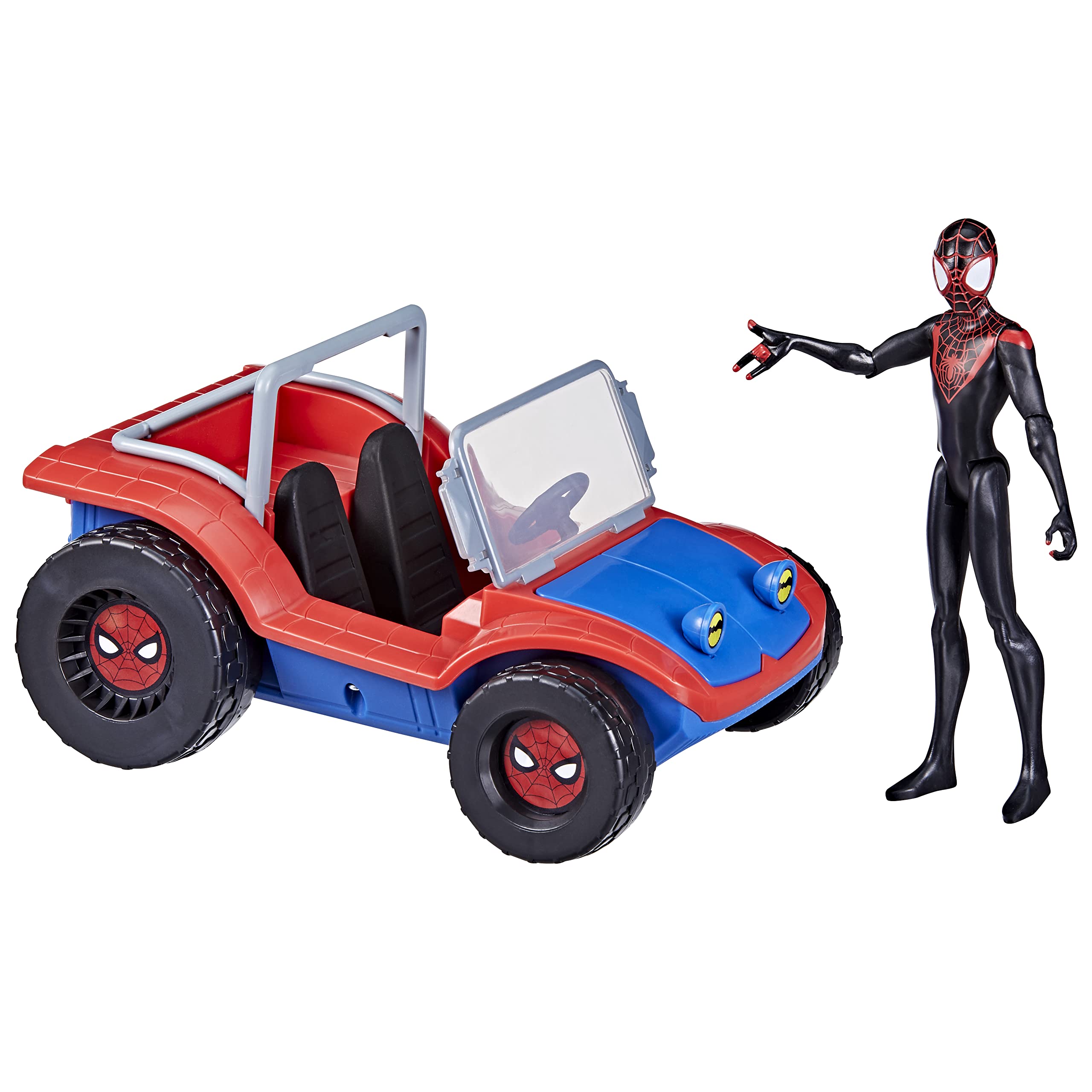 Spider-Man Hasbro Marvel Spider-Mobile 15-cm-scale Vehicle and Miles Morales Action Figure, Marvel Toys for Children Aged 4 and Up
