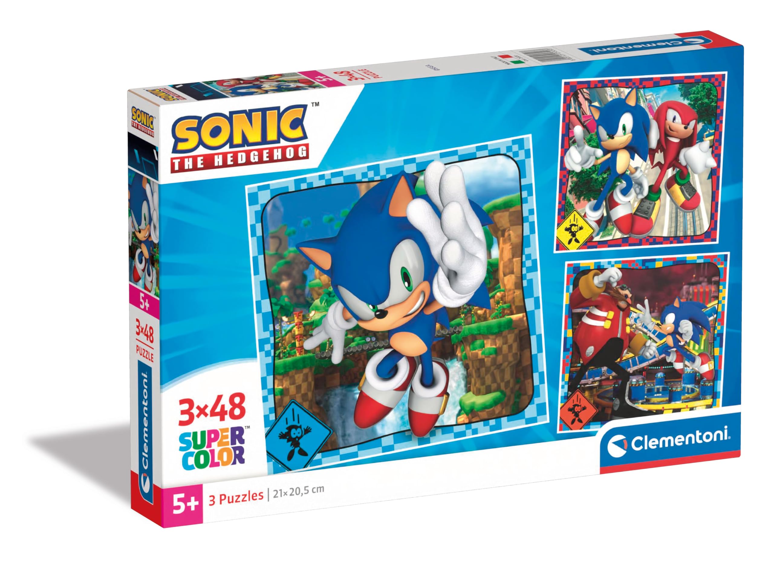 Clementoni Jigsaw Puzzle Sonic 3 Puzzle With 48 Pieces - Supercolor Puzzle For Children 5-7 Years, Cartoon, Gift For Boy/Girls, For Kids, Made In Italy, 25320