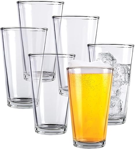 Download Amazon Com Clear Glass Beer Cups 6 Pack All Purpose Drinking Tumblers 16 Oz Elegant Design For Home And Kitchen Great For Restaurants Bars Parties By Kitchen Lux Beer Glasses