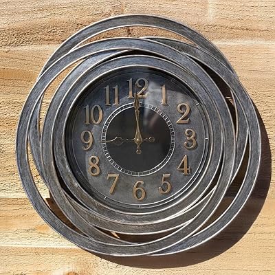 HomeZone Large Silver Wall Clock 51cm Waterproof Indoor Outdoor Decor