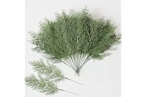 mizii 35Pcs Artificial Pine Branches Green Plants Fake Pine Needles DIY Accessories Greenery Decoration for Garland Wreath Crafts Christmas Embellishing and Home Garden Decor (Green)