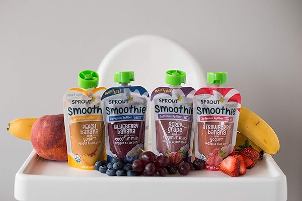 SPROUT ORGANIC TODDLER SMOOTHIE, STRAWBERRY BANANA W/ YOGURT, 4 OUNCE POUCH (PACK OF 6)