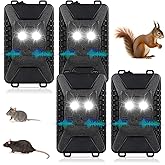 Upgraded Rodent Repellent for Car Engines,4 Pack Battery Operated Mouse Repellent Ultrasonic Plug-in Control for Rat Mice Squirrel Electronic Repellent Devices for Car,Attic,Garage,Barn,Indoor,Outdoor
