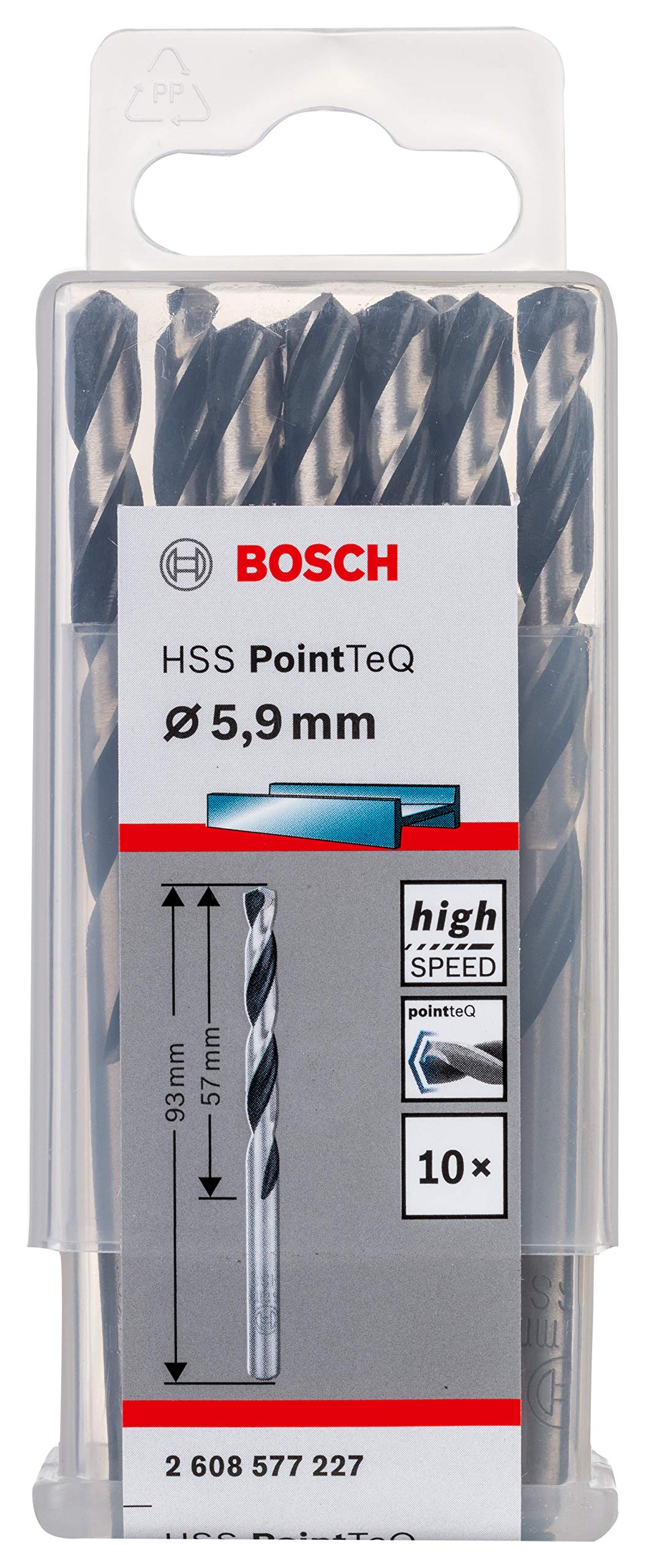 Bosch Professional 10-piece PointTeQ HSS Twist Drill Bit (for Metal, 5.9 x 57 x 93 mm, Drill Driver Accessories)
