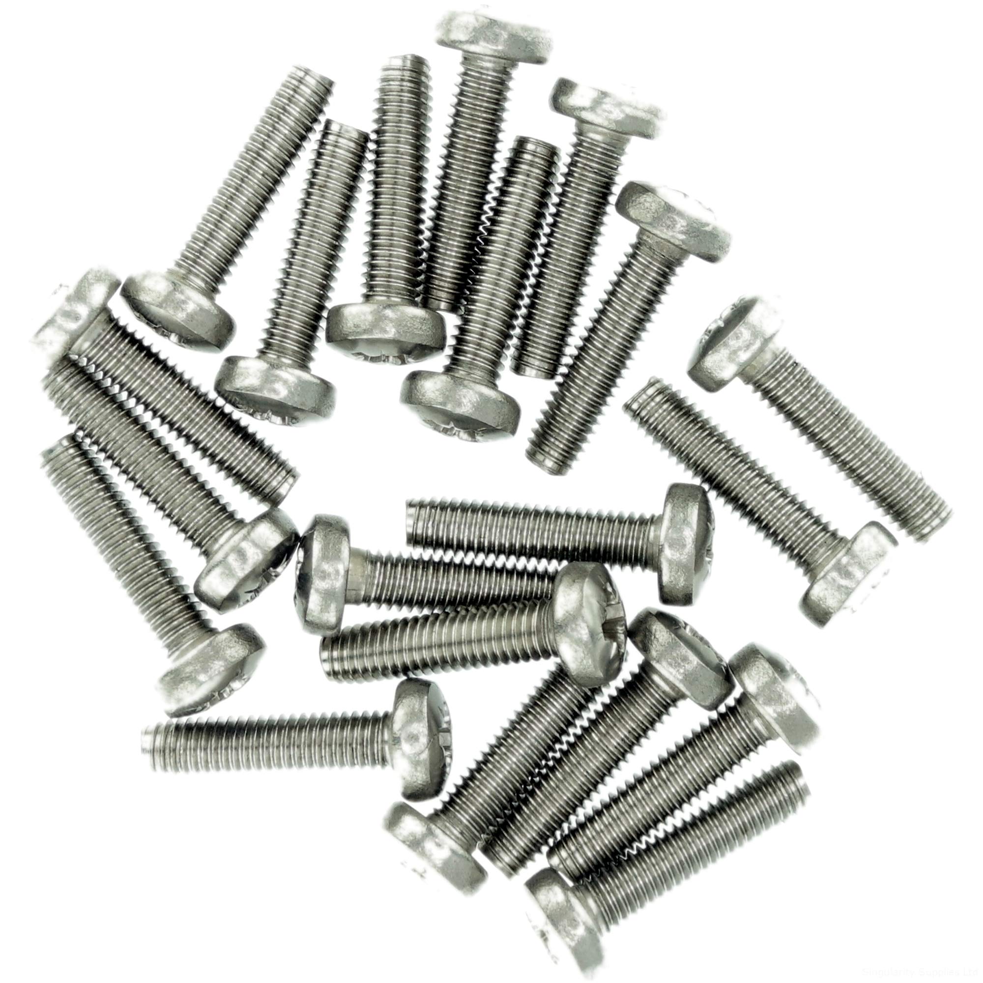 M5 (5mm x 10mm) Pozi Pan Thread Rolling Screw - Stainless Steel (A2) (Pack of 20)