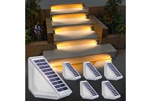 NIORSUN Solar Step Lights, 8 Solid Colors and 2 RGB Color Changing Modes Solar Stair Lights Outdoor Waterproof Led, Upgraded Trapezoidal Deck Lights for Porch Decor Patio Garden Yard Outside(6 Pack)