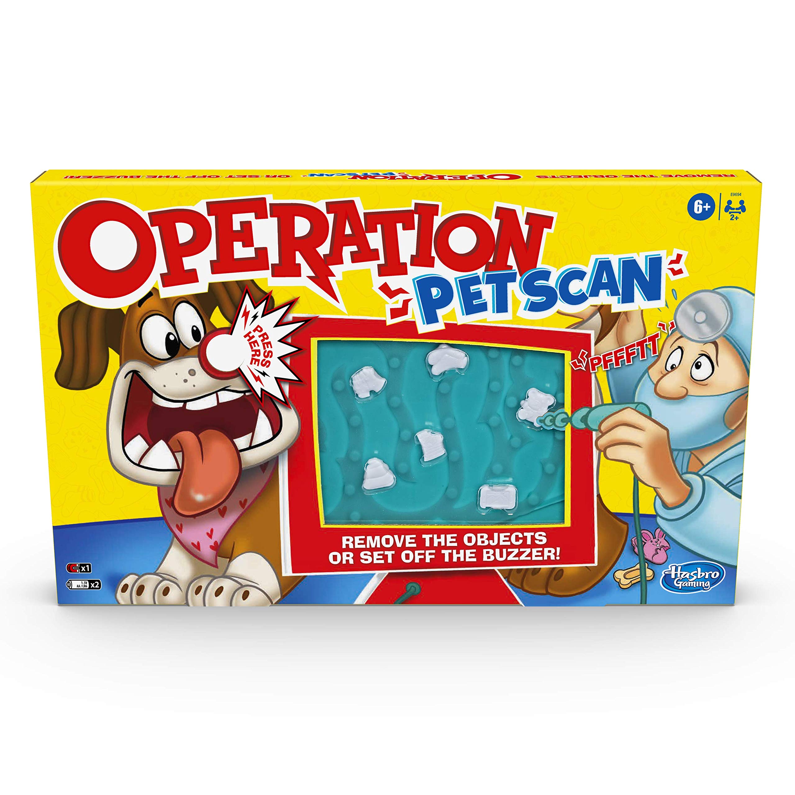 Hasbro Gaming Operation Pet Scan Board Game for 2 or More Players, Kids Ages 6 and Up, With Silly Sounds, Remove the Objects or Get the Buzzer
