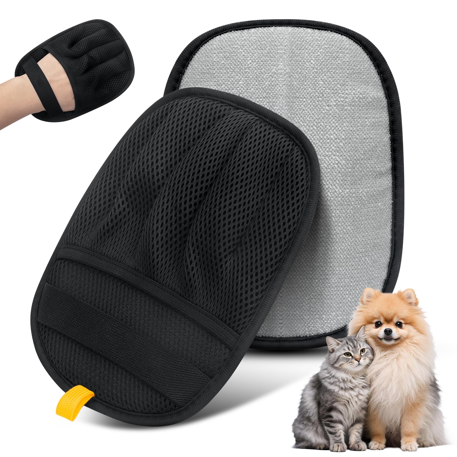 ArtnPlan Pet Hair Removal Glove for Cats & Dogs, Upgraded 5-Finger Electrostatic Pet Hair Remover Glove for Furniture, Couch, Carpet, Car Seat, Clothing - Reusable Cleaning Tool