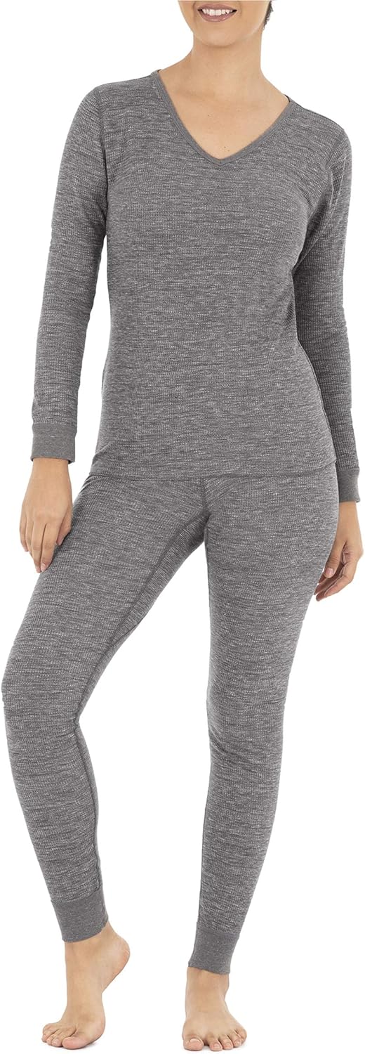 Fruit of the Loom Women's Micro Waffle Premium Thermal V-Neck Tee at  Women’s Clothing store