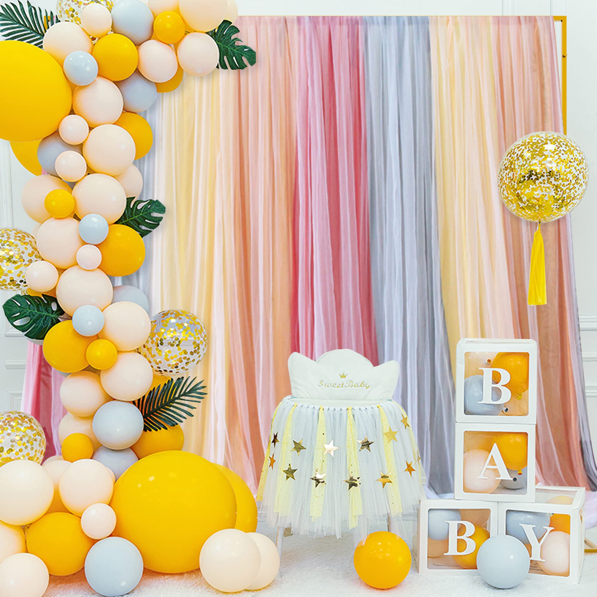 Fomcet 10FT x 10FT Backdrop Stand Heavy Duty with Base, Gold Portable Adjustable Pipe and Drape Kit, Square Metal Arch Party Frame for Wedding Birthday Parties Banquet Decorations
