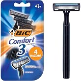 BIC Comfort 3 Disposable Razors for Men, Perfect Razors For a Smooth and Comfortable Shave, 4 Disposable Razors With 3 Blades, 4 Count Shaving Kit