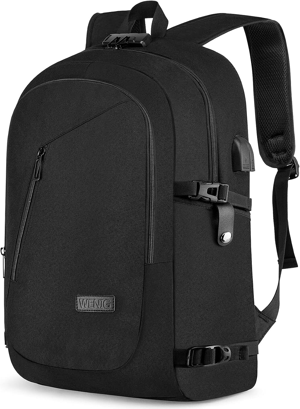 WENIG 17.3 Inch Travel Laptop Backpack Anti Theft USB Charge Port Black