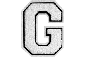 GROZON Varsity Letter Patches White Chenille Letter Patches 4-1/2" Letterman Jacket Patches Large Iron on Letter Patches for Clothing (White-G)