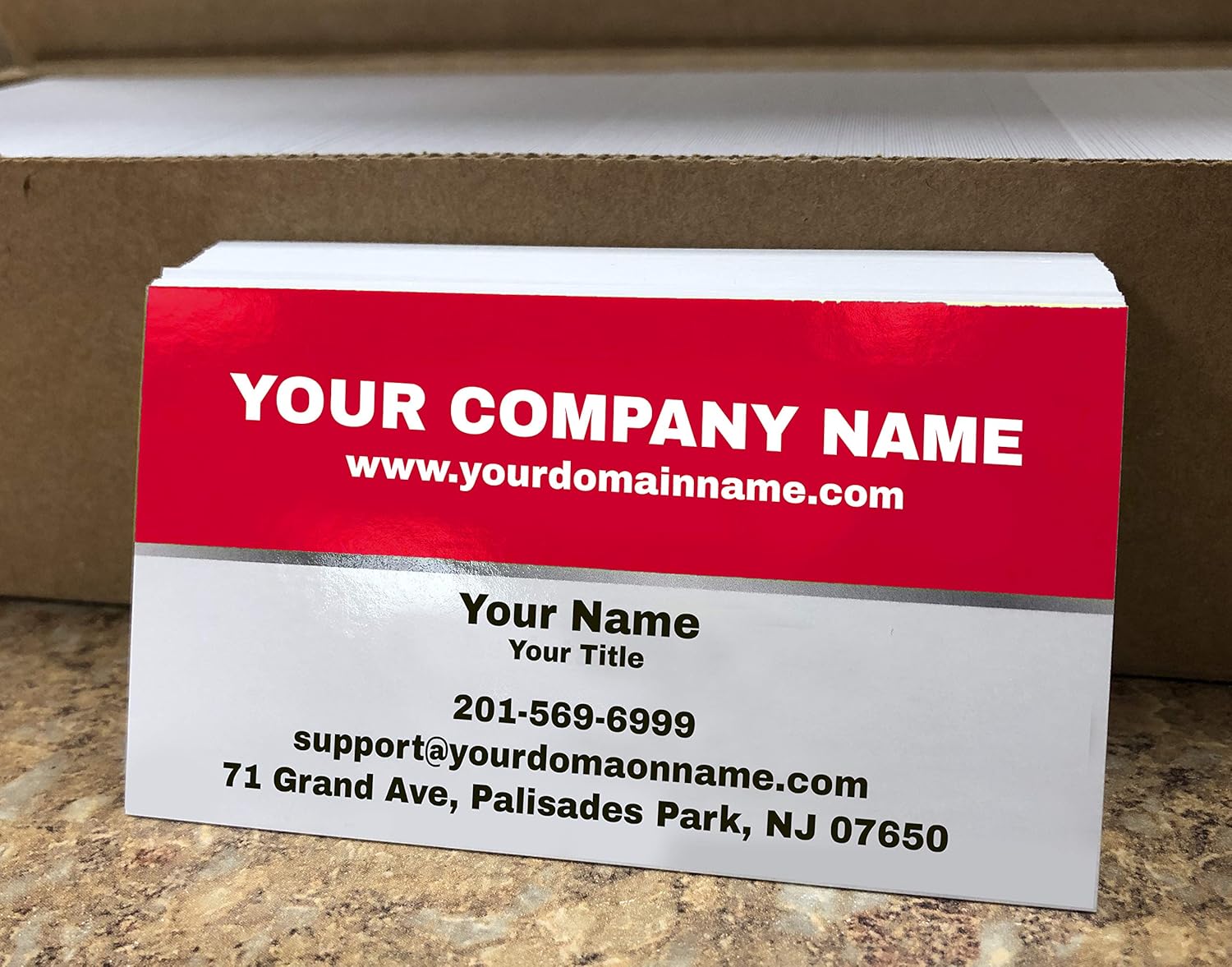 Custom Premium Business Cards 500 pcs Full color Half Red (129 lbs. 350gsmThick