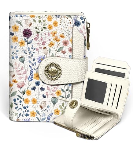 ペコクラブPale color flower wallet Amazon.com: Icycay Flowers Small Wallet Women RFID Blocking Bifold