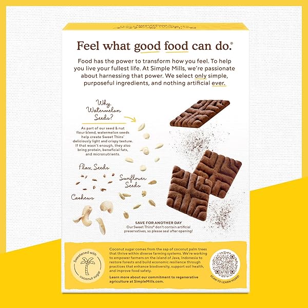 SIMPLE MILLS SWEET THINS COOKIES, NUT & SEED FLOUR, CHOCOLATE BROWNIE, GLUTEN FREE, PALEO FRIENDLY, HEALTHY SNACKS, 4.25 OZ PACK OF 3