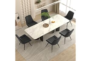 Nalupatio Modern Dining Chairs Set of 6, Comfy Dining Room Chairs with Thick Cushions, Upholstered Fabric Kitchen Side Chairs with Metal Legs, Black