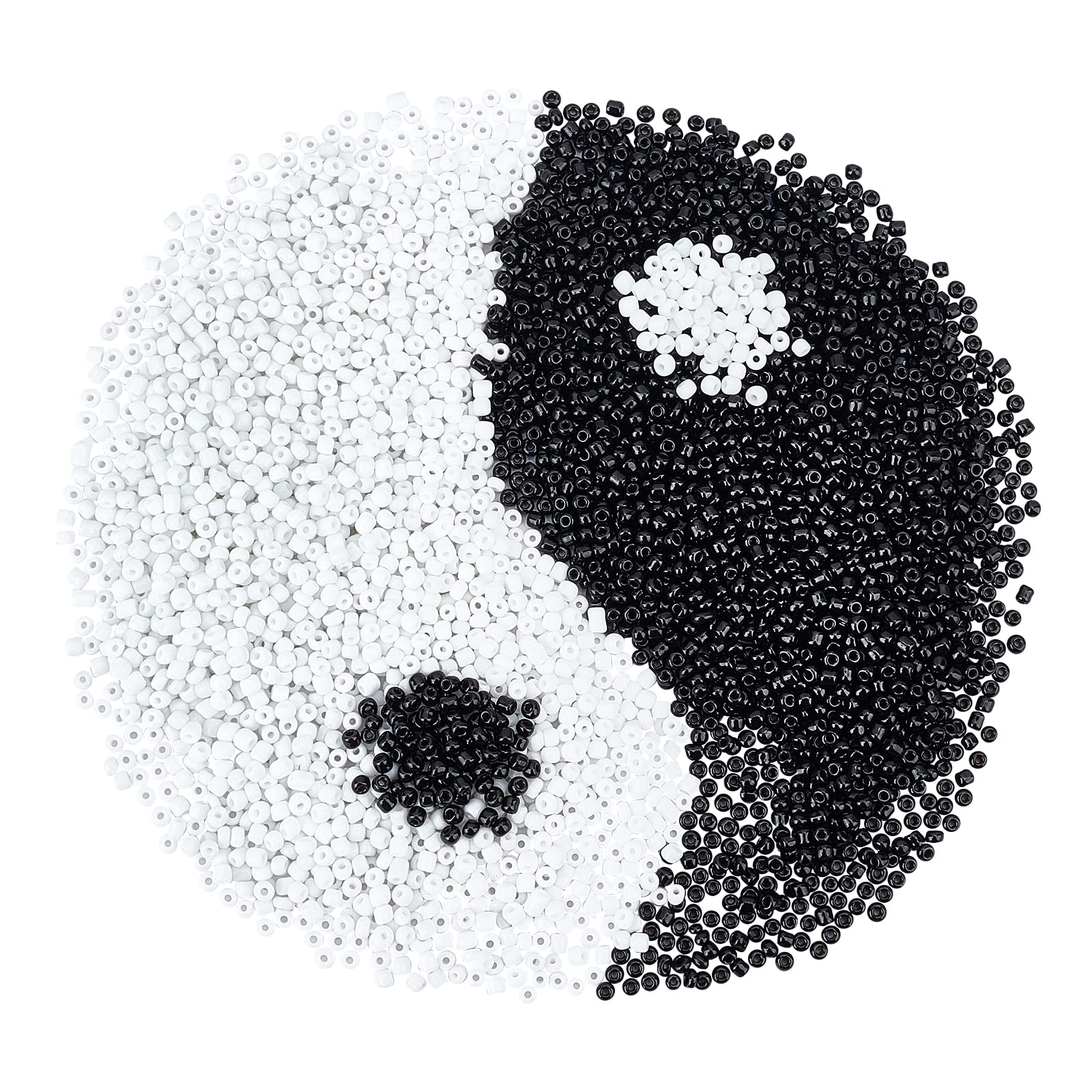 PH PandaHall 200g 8/0 Glass Seed Beads, 3mm Round Bead Mini Spacer Beads for Earring Bracelet Pendants Jewellery DIY Craft Making, Black & White