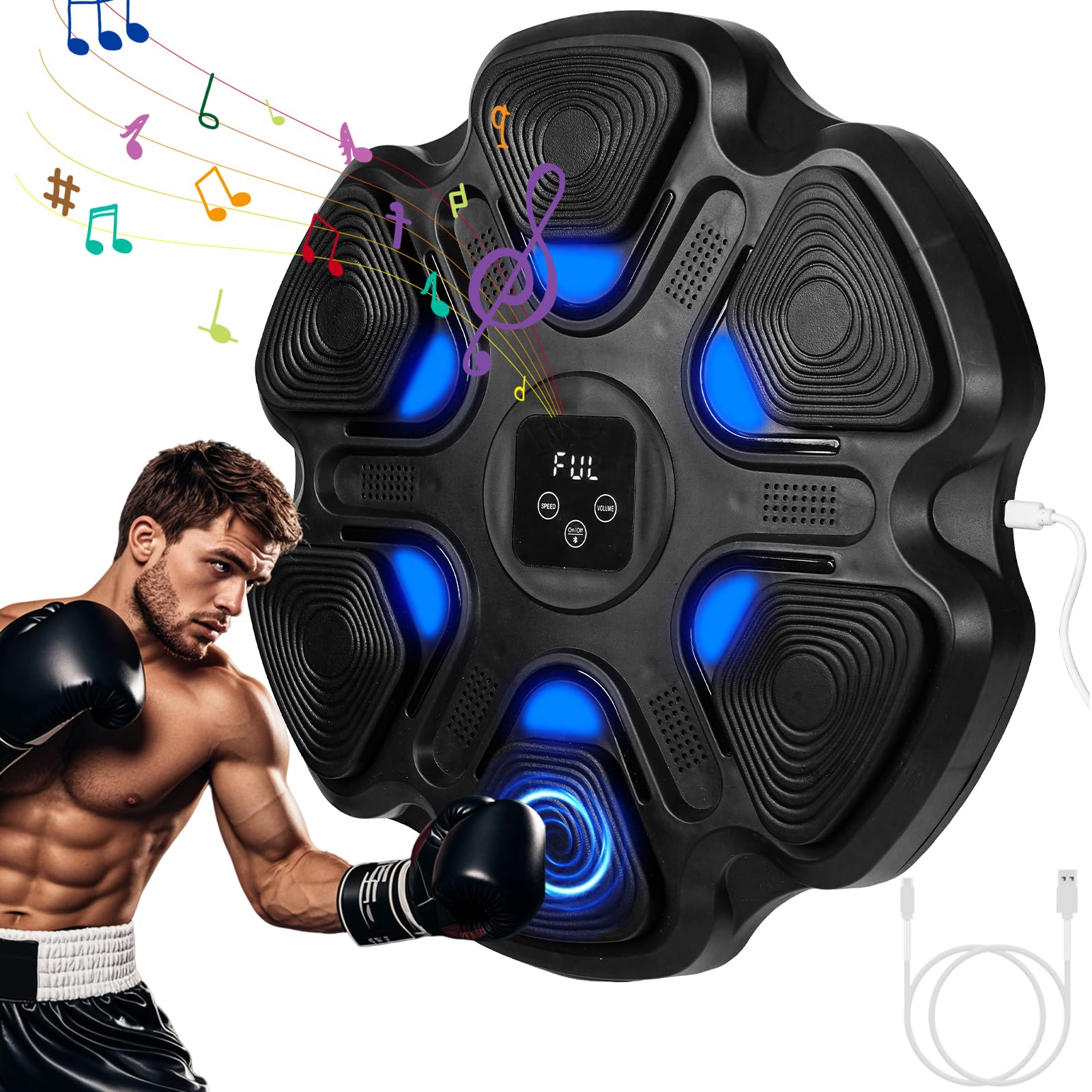 Photo 1 of 

YrouGra Music Boxing Machine, Bluetooth Boxing Training Target with LED Lights, Wall-Mounted Punching Pad for Men Women Adults Kids, 9 Speed Modes, Digital Display
