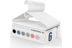 NEATIES Made in USA Super Heavy Duty Plastic Clothes Hangers Bulk, 20 30 50 100 Pack Available, Strong Plastic Hangers, Plastic Coat Hangers, Plastic Hanger for Closet and Clothing Hangars (06pk White)