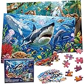 COOLDELE Puzzles for Kids Ages 4-6, 2 x 100 Pieces Puzzles Ocean & Forest Animals, Holiday Xmas Birthday Gifts for Kids Ages 
