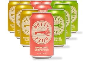 Betty Buzz Premium Sparkling Soda Citrus Variety Pack by Blake Lively (12 Pack Cans), Sparkling Grapefruit, Sparkling Lemon Lime, Meyer Lemon Club Soda | Real Juice, Natural Flavors, Only Clean Ingredients