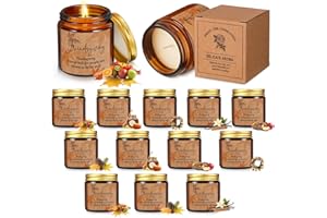 Conelist 12 Pcs Thanksgiving Gifts Fall Scented Candles Set 3.5 Oz Soy Wax Pumpkin Scented Glass Jar Candle Friendsgiving Gift for Friends Coworker Women Men Autumn Birthday (Amber)