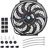 12 Inch Slim Fan Push Pull Electric Radiator Cooling Fan Universal High Performance 12V 80W Motor with Fan Mounting Kit (Black)