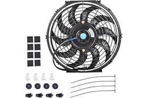 GESEXI 12 Inch Slim Fan Push Pull Electric Radiator Cooling Fan Universal High Performance 12V 80W Motor with Fan Mounting Kit (Black)