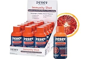 Reset Bioscience Immunity Wellness Shot - Sugar Free Immune Booster - Vitamin D & C + L-Glutathione - Caffeine Free Daily Immune Support - No Artificial Ingredients, Non-GMO, GF (Blood Orange, 15 Pk)