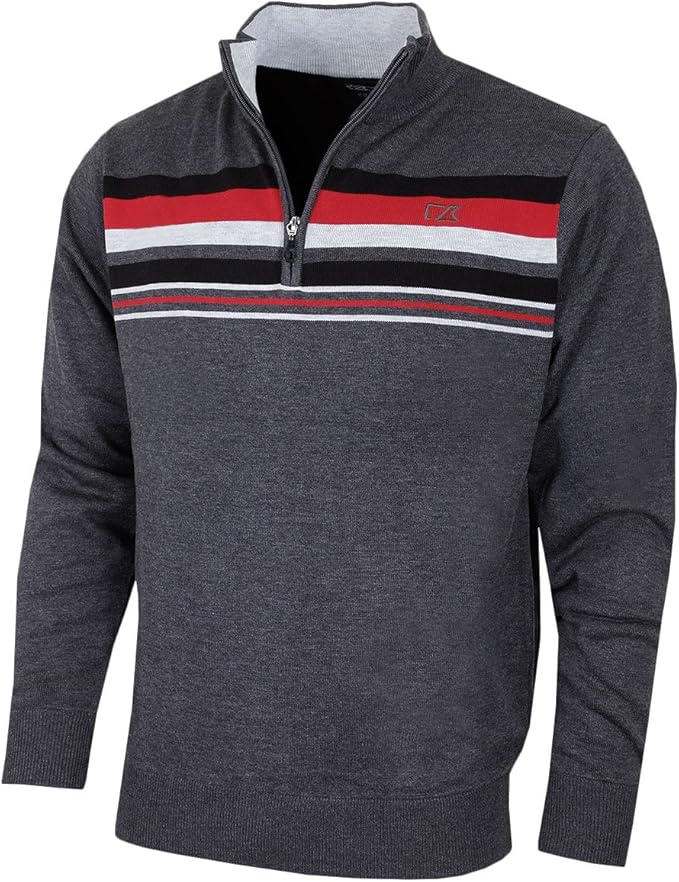 Cutter & Buck 2018 Mens Striped Lined Windblock Sweater Breathable Golf