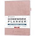 JUBTIC Homework Planner for 2025 Academic Year - School Planner for Elementary to College Students, Undated Assignment Notebook, 8.5" X 11" - Rose Gold
