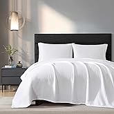 Vera Wang - King Blanket, Textured Matalesse Cotton Blanket, Lightweight for Year Round Use, Oeko-Tex Certified (White)