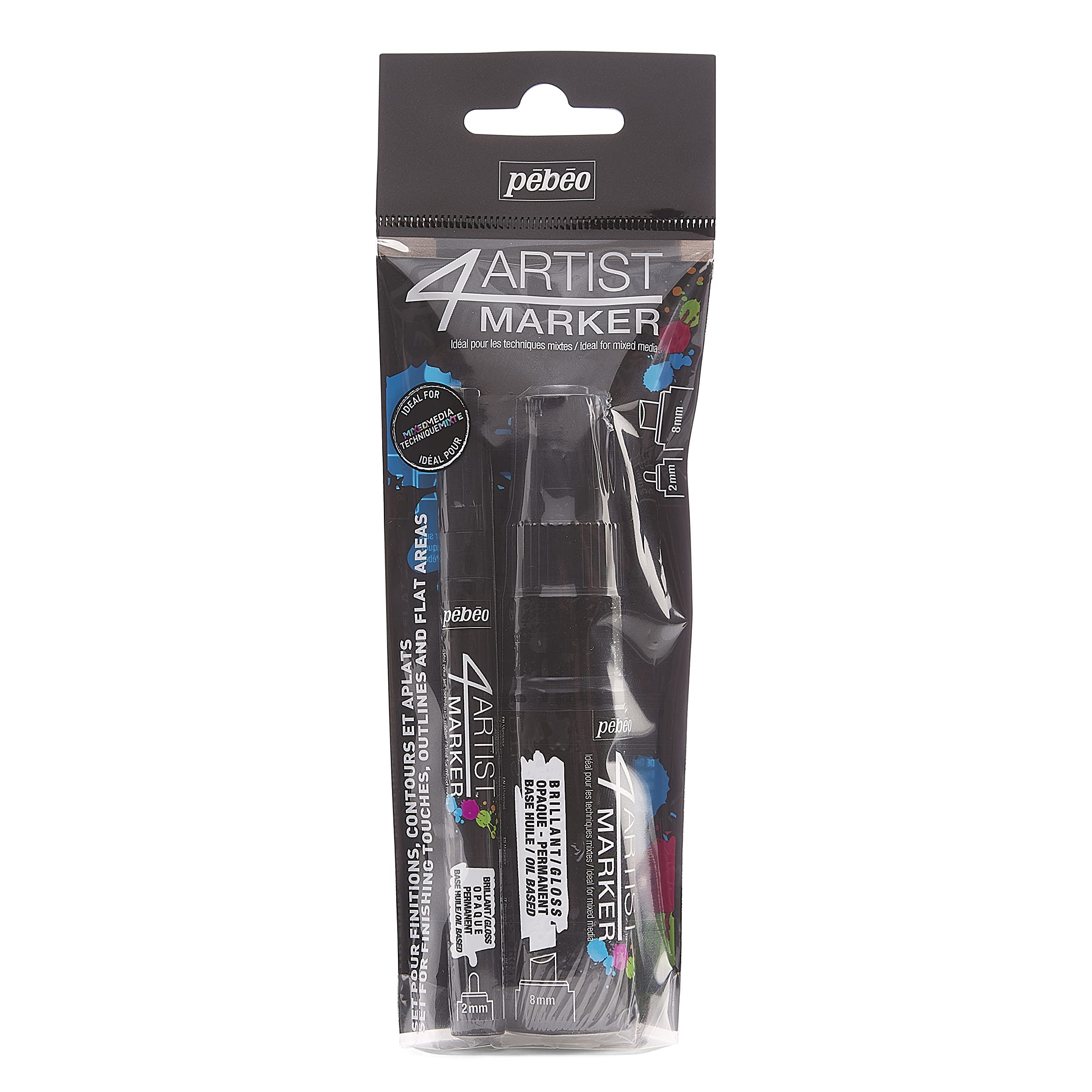 4ARTIST 4 Artist Markers, Metal, Black, 0.28 x 0.28 x 1.31 cm