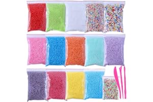 WINLIP Foam Balls for Crafts, 16 Sets with Tools (120,000 pcs) 0.08-0.32 inch Colorful Styrofoam Balls Beads for DIY Slime Decorative Arts