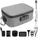 Standard Size Storage Carrier Bag with 11 PCS Accessories, Water-Resistant file Organizers Box Case with Combination Lock, Medicine Container Pouch, Great Gift for Friend， Grey