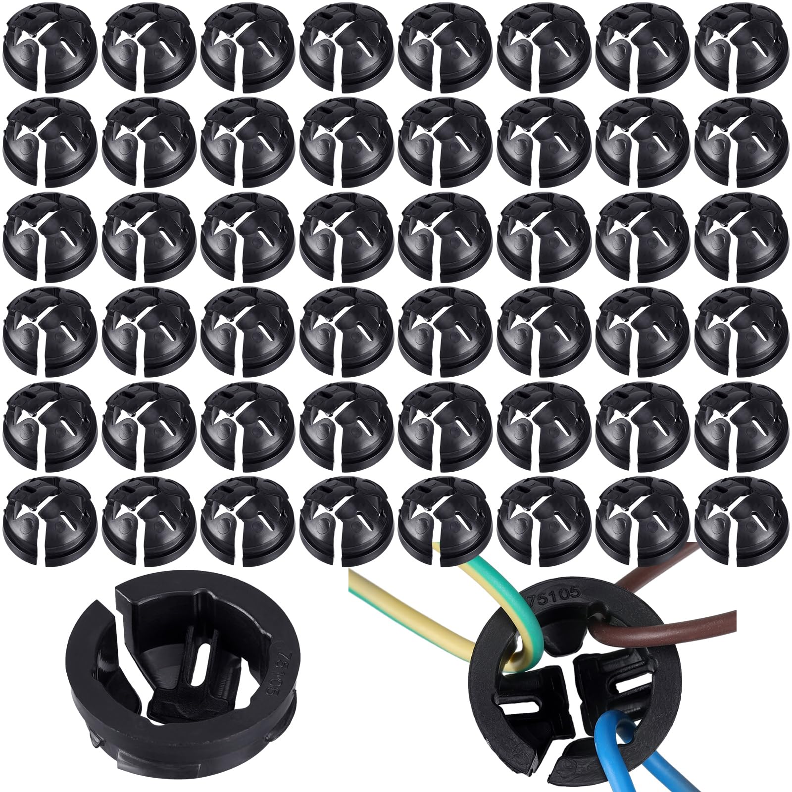 Photo 1 of Saysurey 100 Pcs Non Metallic Button Push-in Cable Connector Bulk Nm Knockouts Electrical Conduit Nylon Voltage Line Snap Connector for Junction Box Black(3/8 Trade Size, Fits 1/2 Inch Knock Outs)