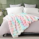 DREAMNINE Decorative Colorful Soft Thick Faux Fur Throw Blanket for Kids Girl Women 50" x 60",Luxury Rainbow Tie-dey Fleece Fuzzy Blankets,Warm Cozy Plush Furry Blankets for Winter,Cute Lovely Blanket