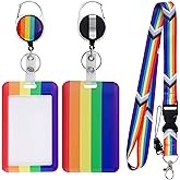 Yymobt ID Badge Holder with Breakaway Lanyard and Retractable Badge Reel Clip Adjustable Lanyard Card Name Tag Keychain for Office Teacher Student Nurse Doctor (Rainbow)