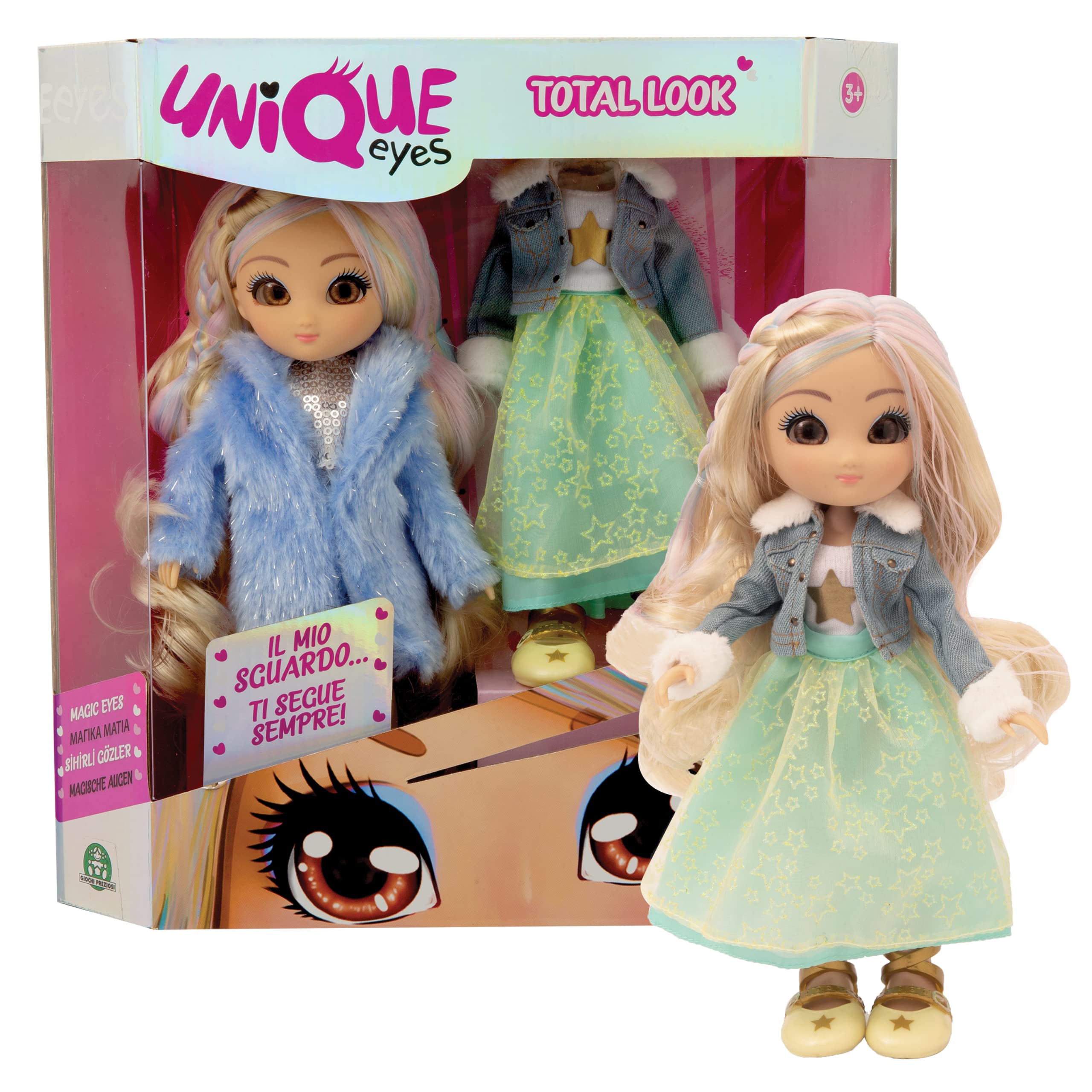 Unique Eyes Total Look Doll Rebecca - Toy Dolls with Lifelike eyes, for girls aged 3 and above