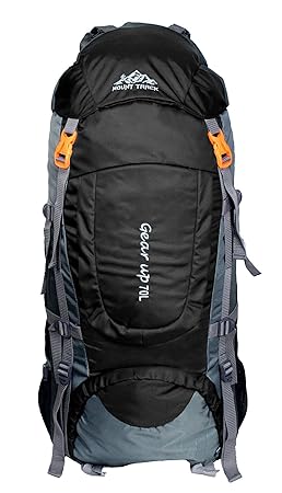 MOUNT TRACK 70 L Nylon Backpack for Hiking and Trekking with Rain Cover and Front Opening(Black)