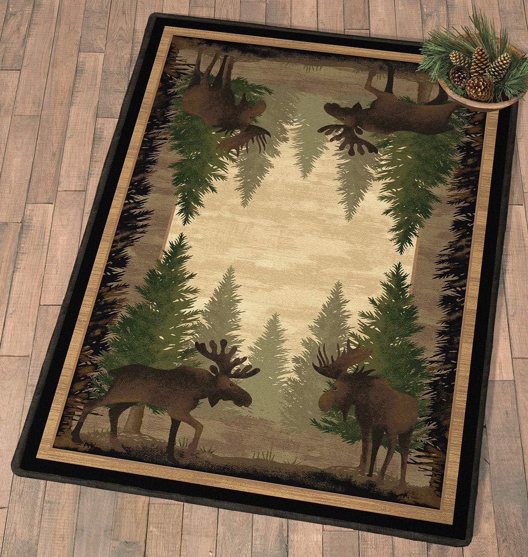 Amazon Com Black Forest Decor Moose Grove Rug 3 X 4 Kitchen